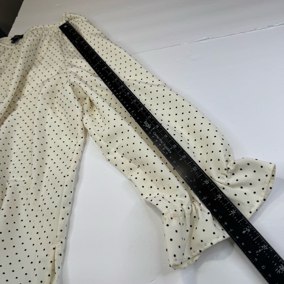 Talbots Blouse Women's Size 3 XP Cream Polyester Polka Dot Top Relax Fit Casual - Picture 12 of 13